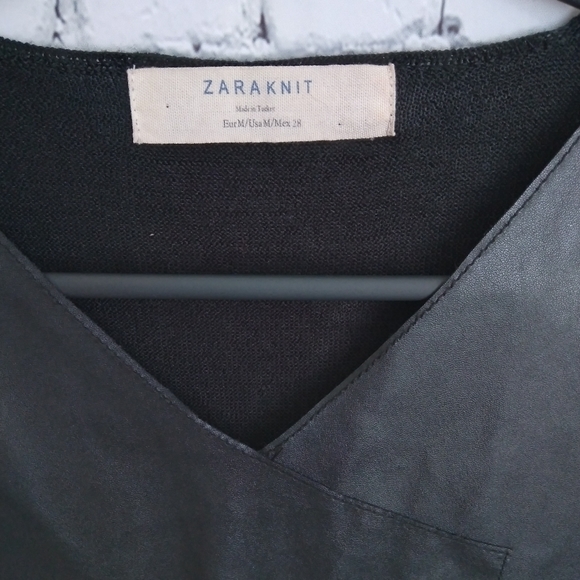 Zara Knit Faux Leather Top - Picture 3 of 3